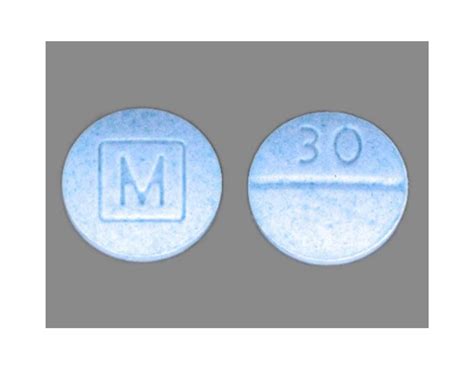 30 M Color Blue Shape Round View details 1 3 M 30 Clorazepate Dipotassium Strength 3. . M 30 blue pill